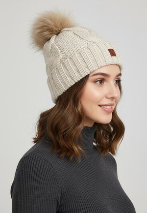 Faera, WEICHE UND WARME STRICKMÜTZE FÜR KALTE WINTERTAGE - Beanie - beige