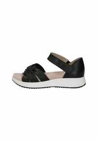 Sandales Mules Femme CAPRICE - Cuir Et élastique - Talon Bas Bloc - Taille 36 à 41 - Noires - Neuf Avec Emballage