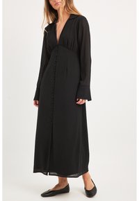 NA-KD - MIT V-AUSSCHNITT UND KNOPFLEISTE - Blusenkleid - black Thumbnail-Bild 1