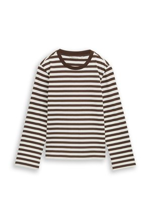 TOM TAILOR DENIM, LOOSE FIT LANGARMSHIRT MIT STREIFENMUSTER - Langarmshirt - brown white stripe