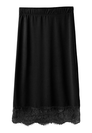 MIDI SPITZEN-DETAIL - A-line skjørt - black