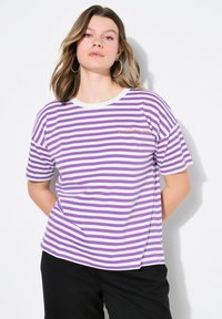 Studio Untold STRIPED CITY EMBROIDERED SHORT SLEEVE - Triko s potiskem - violet