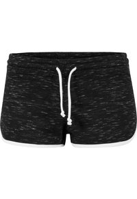 Černé kraťasy se světlou texturou, vybavené bílým šňůrkovým páskem a bílým bočním lemem. Neformální design vhodný pro volnočasové nošení.