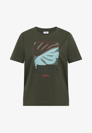 Cecil, T-SHIRT WITH ROUND NECK AND FRONT PRINT, khaki
