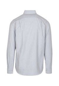 Gestreept overhemd met lange mouwen in lichtblauw en witte katoen, met een klassieke kraag, knoopmanschetten en een rughalsdetail.