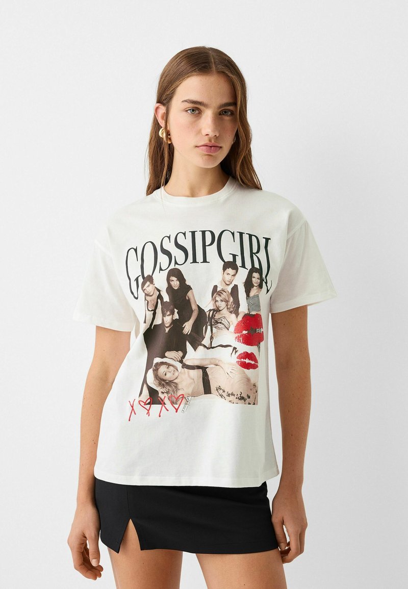 Bershka GOSSIP GIRL SHORT SLEEVE TShirt print white/weiß Zalando.de