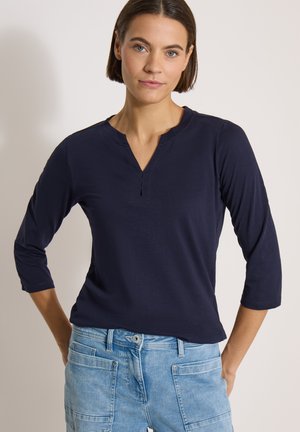 Cecil, 3/4-SLEEVE TOP WITH SPLIT NECK AND ELASTICATED HEM - Blouse - urban dark blue