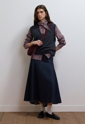Les Copains, DENIM MIDI SKIRT - A-Linien-Rock - dark blue