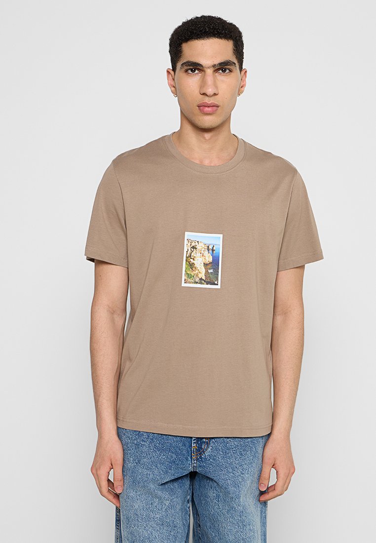 Selected Homme T-shirt print lichtbruin