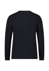 Svart långärmad T-shirt i mjuk bomull, med rund hals och en enkel, sömlös baksidedesign. Inga synliga logotyper eller mönster.