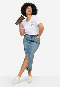 Angel of Style 5-POCKET SCHLITZ VORNE - Falda vaquera - blue denim