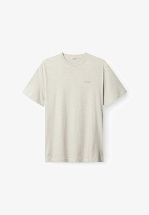 Tricou gri deschis cu mânecă scurtă și decolteu rotund, cu logo subtil „Gabba” pe pieptul stâng, afișat pe un fundal alb.