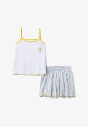 OVS, SHORT PYJAMAS SET, REGULAR FIT, WITH GATHERED TRIMS. - Pyjama set - white yellow