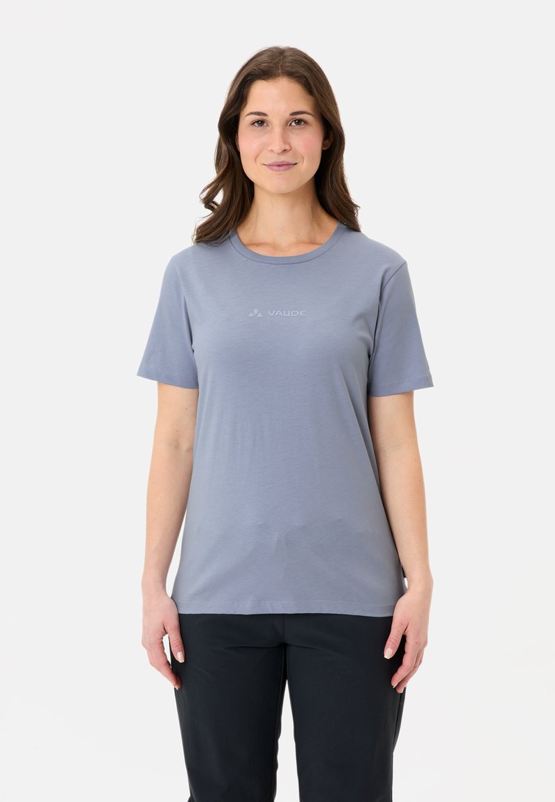 Light gray short-sleeve t-shirt with a round neckline and subtle logo detailing on the front. Made of a soft, lightweight fabric.