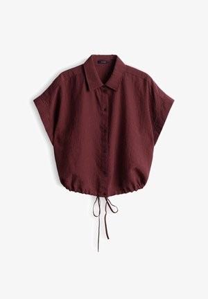 OPUS, CROPPED STRIPE FIT - Button-down blouse - cherry jam