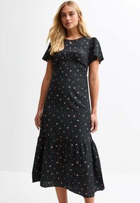 New Look - FLORAL PRINT GATHERED MIDI - Day dress - black pattern Thumbnail Image 1
