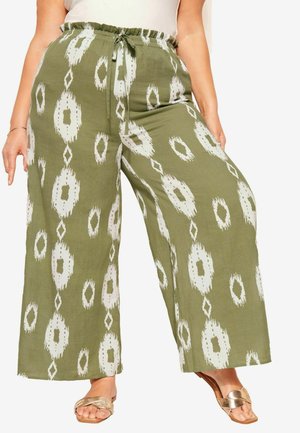 WIDE LEG REGULAR FIT - Tygbyxor - khaki green