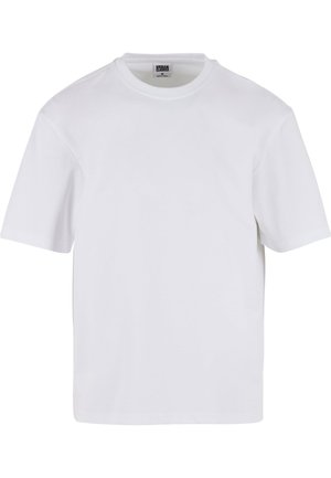 Hvitt kortermet t-skjorte laget av bomull. Har rund hals og en avslappet passform. Glatt tekstur, minimalistisk design, uten mønstre eller detaljer.