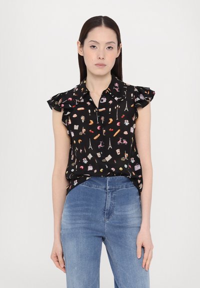 Alice + Olivia MARTEL FLUTTER BLOUSE - Skjortebluser - black