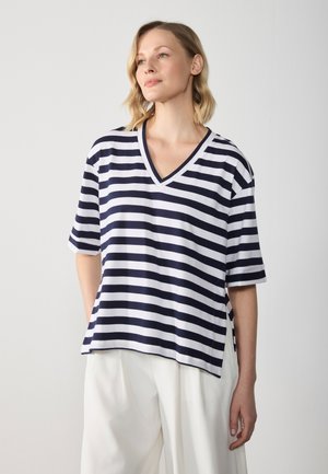 Print T-shirt - dark blue/white