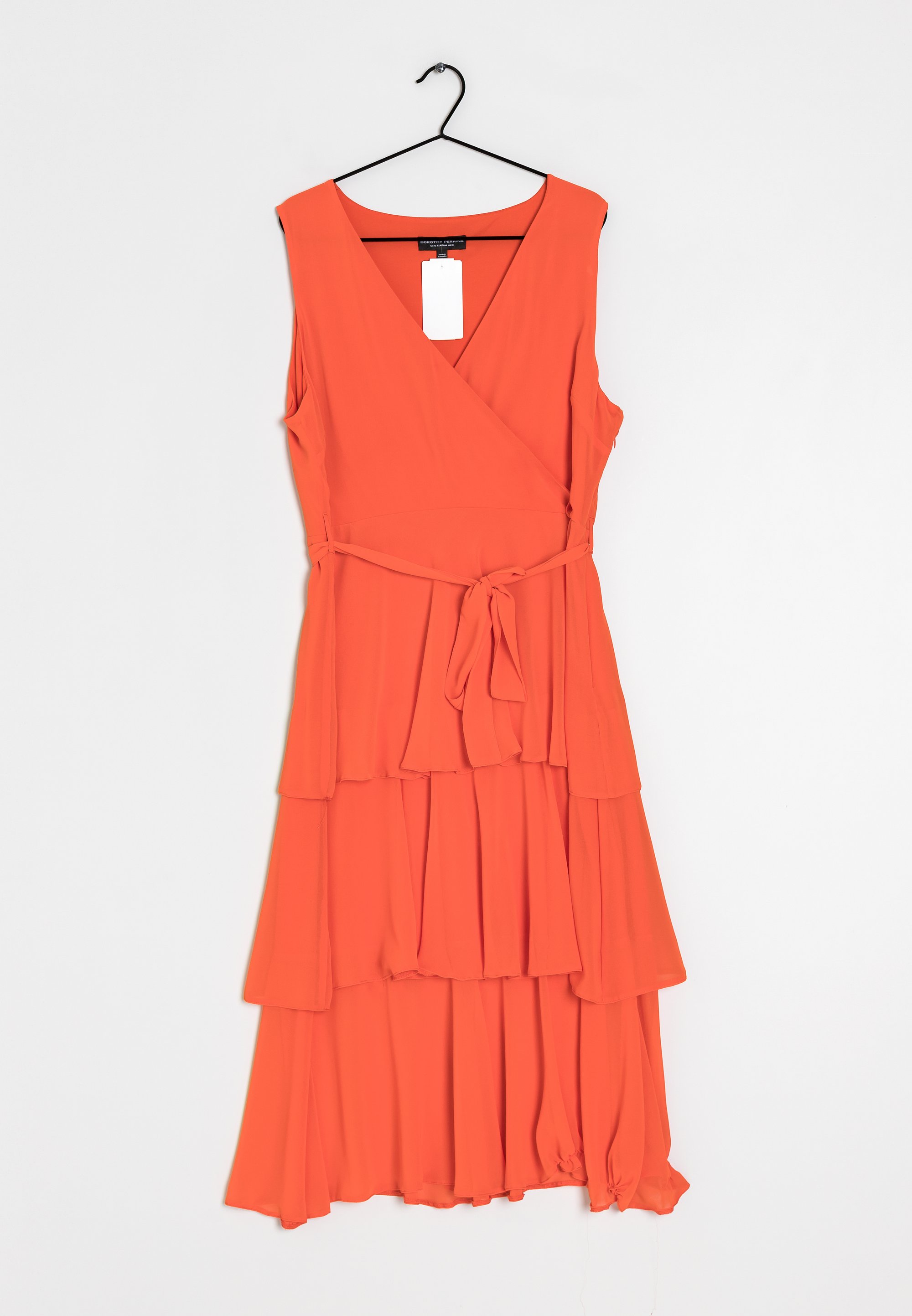 dorothy perkins orange dress Dorothy Perkins Women's Petite Collar Shirred Waist Detail Poplin Midi Dress in Orange | Size: 6
