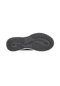 Suola in gomma nera con motivo di grip testurizzato, con il nome del marchio "fornarina" impresso in modo prominente al centro.