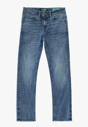 Lichte blauwe denim jeans met een vervaagde wassering, voorzien van een standaard pasvorm, riemlussen, voorkruiszakken en een knopenfly.
