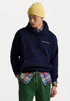 RELAXED FIT LOGO PILE FLEECE HOODIE - Felpa in pile - cruise navy