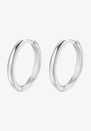 Boucles d'oreilles en argent avec une surface lisse et polie. Présentent un design arrondi et une fermeture sans couture pour une utilisation facile.