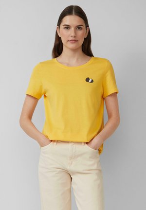 MIT STICKEREI - Print T-shirt - zitrone