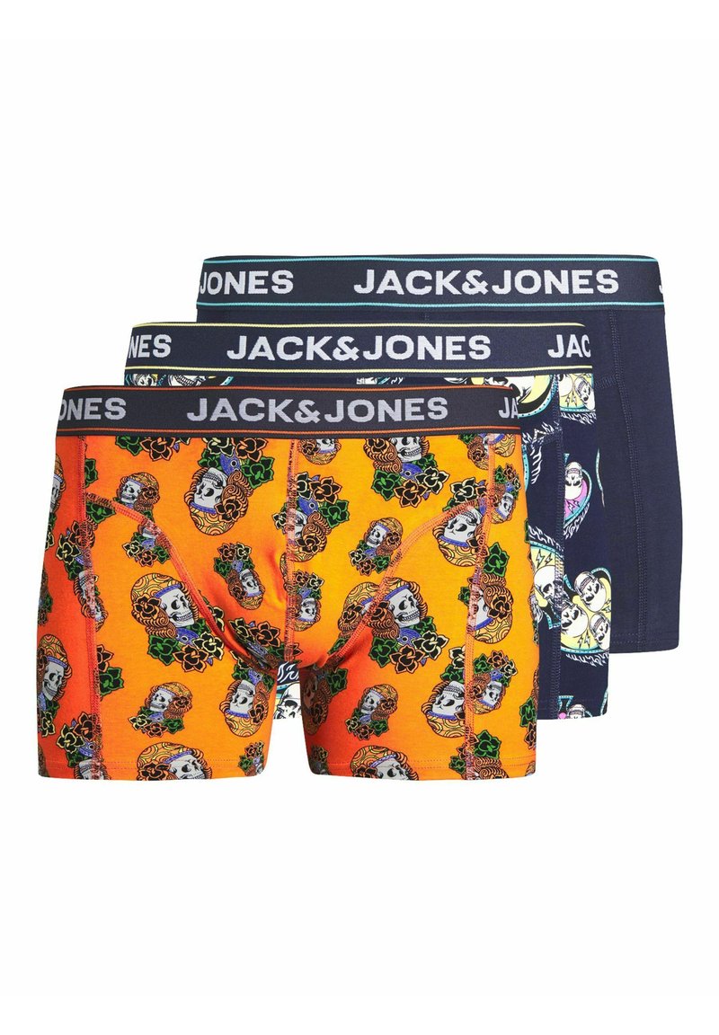 JACK & JONES Jacreece Flower Trunks 3 Pack Boxer a Pantaloncino, Navy Blazer /Pack: Navy Blazer – Scuba Blue, S Uomo