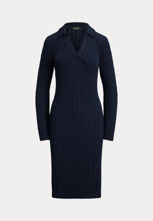 Lauren Ralph Lauren, CABLE COTTON-BLEND SWEATER DRESS - Φόρεμα-πουλόβερ - navy