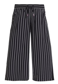 Svartvita randiga culottes med elastisk midjeband, snörstängning, sidofickor och en lös, vid bendesign.