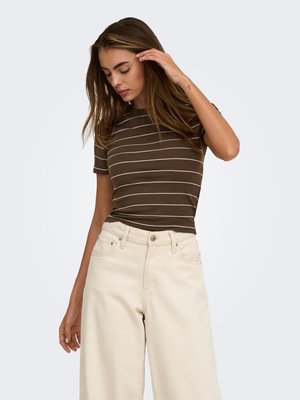 ONLY, ONLLUPE S/S STRIPE TEE JRS - Camiseta estampada - chicory coffee
