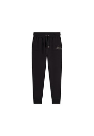 Pantaloni sportivi neri in misto cotone con cintura elastica, tasche frontali e ricamo "FREDDY TRAINING" sul lato.