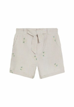 REGULAR FIT - EMBROIDERED TURN-UP HEM - Shorts - natural floral seersucker