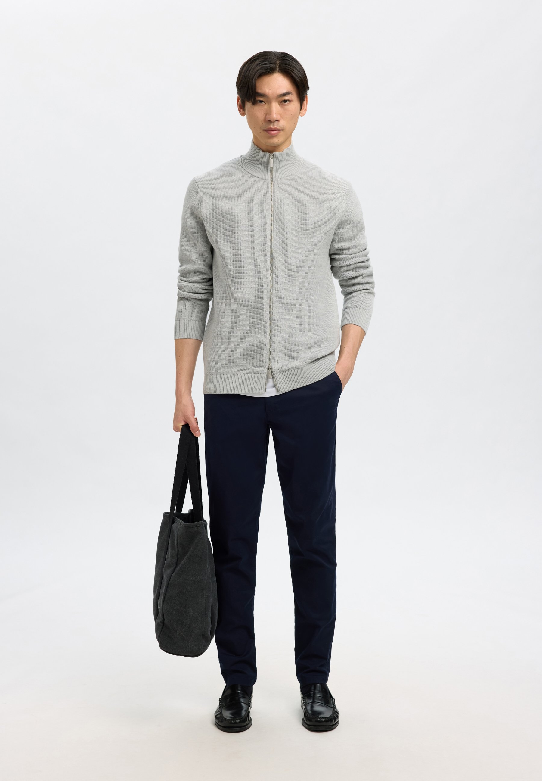 Selected SLMDANE LS KNIT STRUCTURE FULL ZIP NOOS - Cardigan
