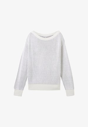 TOM TAILOR, Jumper - offwhite grey structure