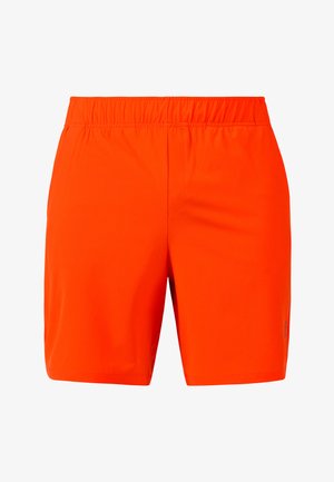 Felgekleurde oranje sportshorts met een elastische tailleband en een gladde, lichte stof. Heeft een eenvoudig ontwerp zonder zichtbare zakken.