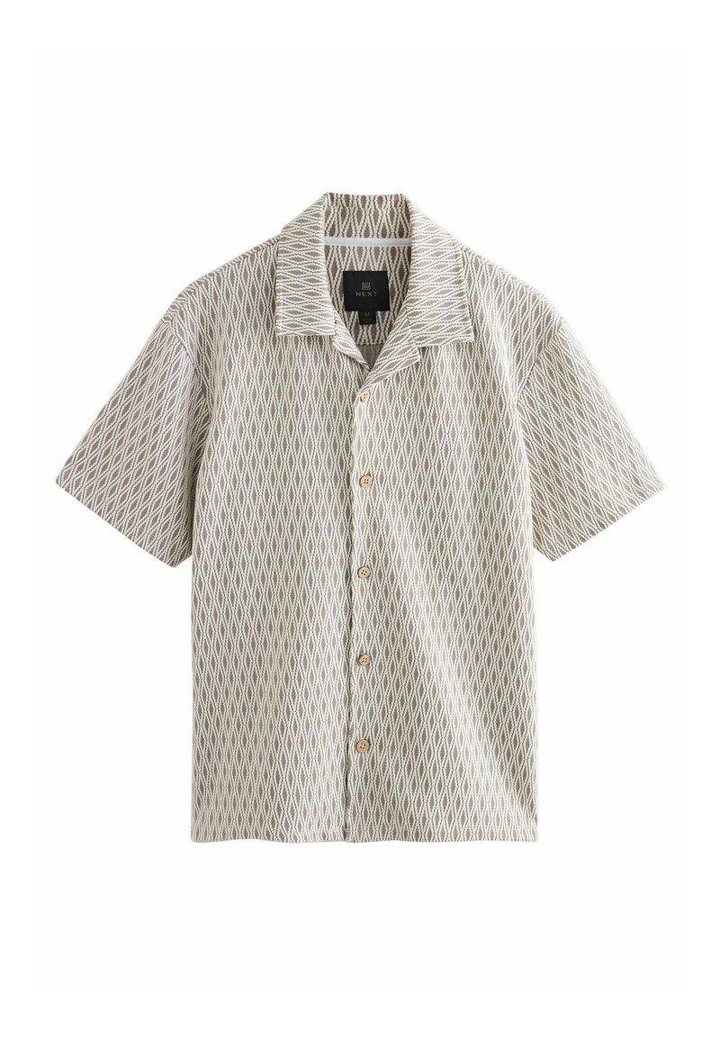 Next REGULAR FIT - TEXTURED STRIPE - Vapaa-ajan kauluspaita - neutral geometric