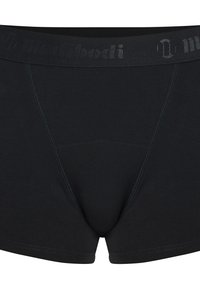 Boxer en coton noir à texture lisse, doté d'une large ceinture élastique embossée d'un branding subtil.