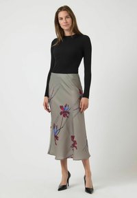 YAS YASPELLA MIDI SKIRT - Jupe trapèze - taupe gray