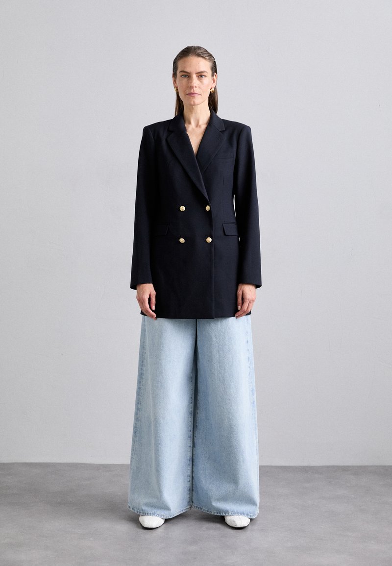 blue gold button blazer dress Gold button detail blazer dress – Cherine Fakhry