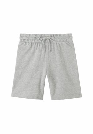 Grijze katoenen shorts met een elastische tailleband en een trekkoord. Bevat zijzakken en heeft een zachte textuur. Klassiek, relaxed fit ontwerp.