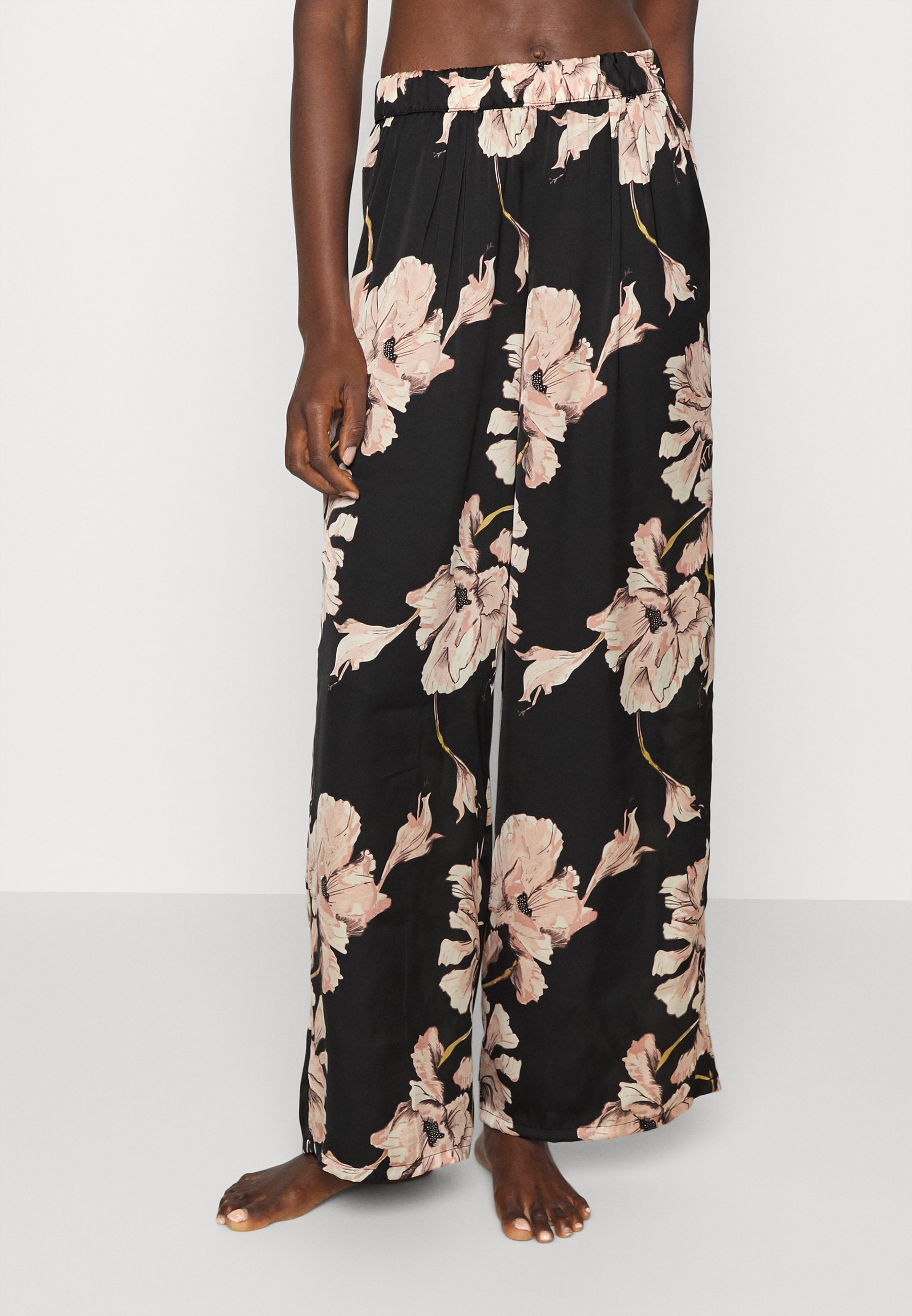 Hunkemöller PALAZZO BLOOM - Pantaloni del pigiama - black/nero - Zalando.it