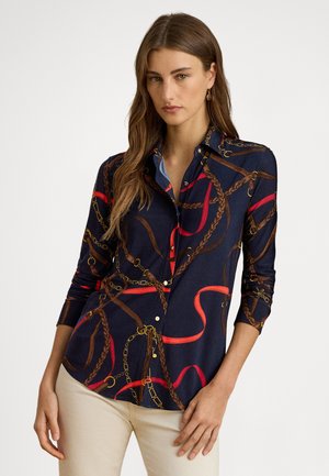 SLIM FIT BELTING-PRINT JERSEY SHIRT - Cămașă - navy multi