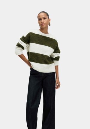 BRUSHED STRIPE CREW - Jersey de punto - cream mix