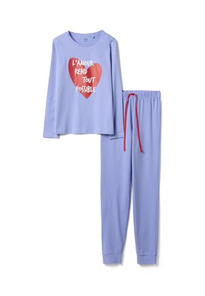 OVS, PURPLE PURE COTTON REGULAR FIT PYJAMAS WITH HEART SET - Pigiama - lavender