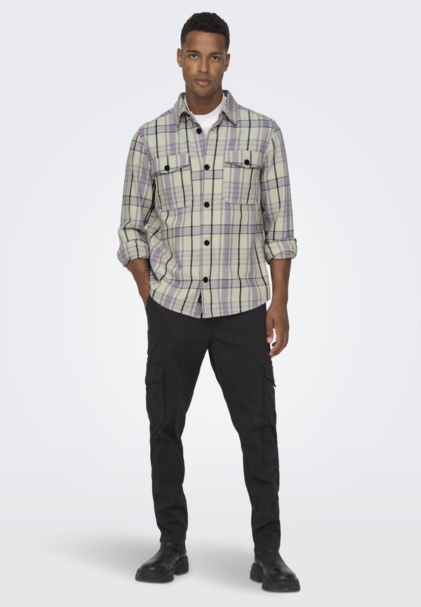 ONSMILO OVR CTN CHECK LS NOOS - Shirt - purple ash4