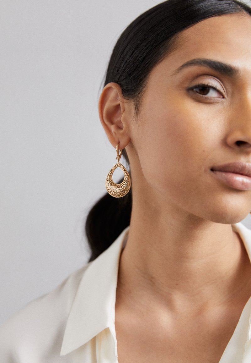 Marchesa DOMED OPEN FILIGREE DROP - Uhani - gold-coloured
